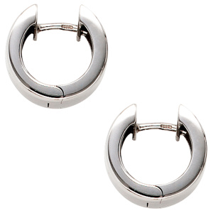 Preview: Creolen rund breit 375 Gold Weißgold Ohrringe Weißgoldohrringe Weißgoldcreolen