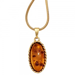 Anhänger oval 375 Gold Gelbgold 1 Bernstein-Cabochon Bernsteinanhänger