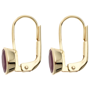 Boutons oval 333 Gold Gelbgold 2 Rubine rot Ohrringe Ohrhänger Goldohrringe