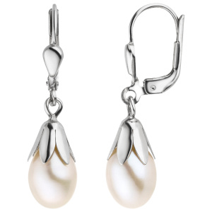 Boutons 333 Gold Weißgold 2 Süßwasser Perlen Ohrringe Ohrhänger Perlenohrringe