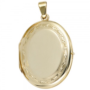 Medaillon oval 585 Gold Gelbgold Anhänger zum Öffnen