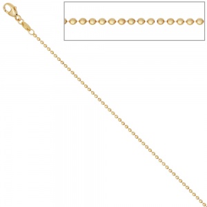 Kugelkette 585 Gelbgold 1,5 mm 42 cm Gold Kette Halskette Goldkette Karabiner