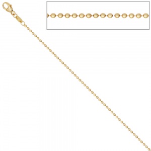 Kugelkette 585 Gelbgold 1,5 mm 42 cm Gold Kette Halskette Goldkette Karabiner