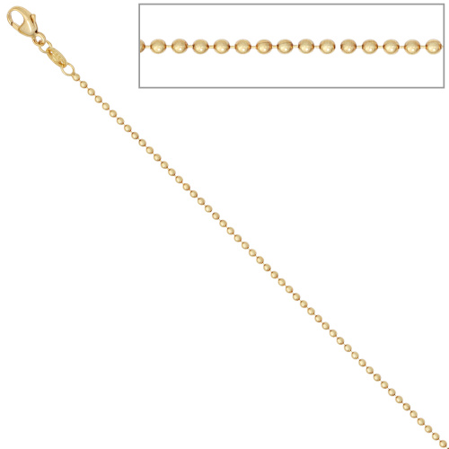 Preview: Kugelkette 585 Gelbgold 1,5 mm 45 cm Gold Kette Halskette Goldkette Karabiner