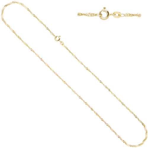Preview: Singapurkette 585 Gelbgold 1,8 mm 45 cm Gold Kette Halskette Goldkette Federring
