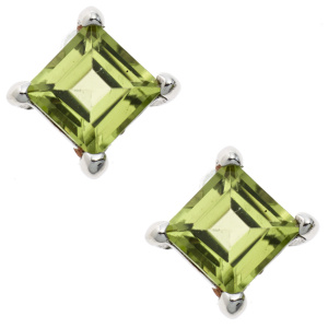 Ohrstecker quadratisch 925 Sterling Silber rhodiniert 2 Peridote grün Ohrringe