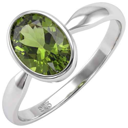 Damen Ring 925 Sterling Silber rhodiniert 1 Peridot grün Silberring