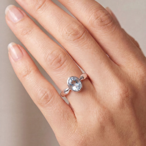 Damen Ring 925 Sterling Silber 1 Blautopas hellblau blau Silberring