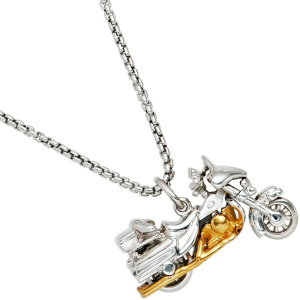 Preview: Anhänger Motorrad 925 Sterling Silber rhodiniert bicolor vergoldet