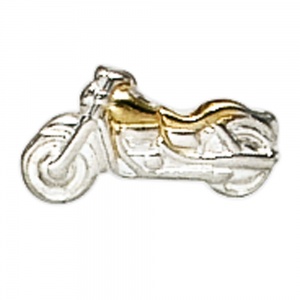 Einzel-Ohrstecker Motorrad 925 Sterling Silber bicolor vergoldet