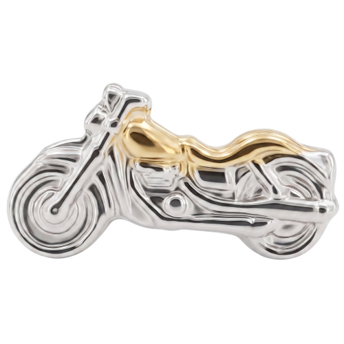 Einzel-Ohrstecker Motorrad 925 Sterling Silber bicolor vergoldet