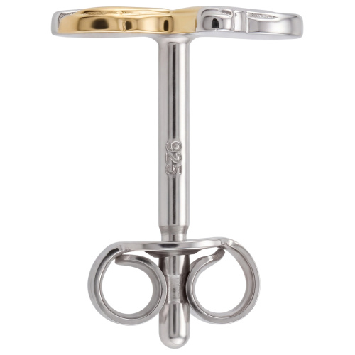 Preview: Einzel-Ohrstecker Motorrad 925 Sterling Silber bicolor vergoldet