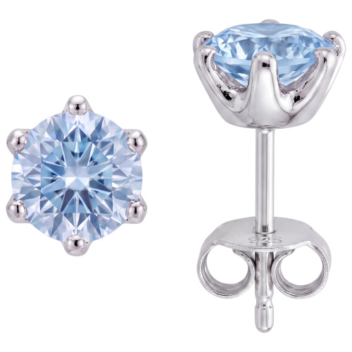 Ohrstecker rund 925 Sterling Silber 2 Blautopase hellblau blau Ohrringe