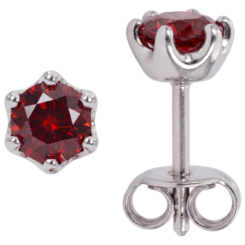 Ohrstecker rund 925 Sterling Silber 2 Granate rot Ohrringe Silberohrstecker