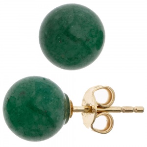 Ohrstecker Kugel 333 Gold Gelbgold 2 Aventurine grün Ohrringe Goldohrstecker