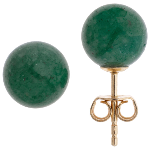 Ohrstecker Kugel 333 Gold Gelbgold 2 Aventurine grün Ohrringe Goldohrstecker