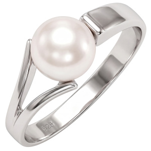 Damen Ring 925 Sterling Silber rhodiniert 1 Süßwasser Perle Perlenring