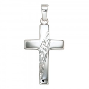 Anhänger Kreuz 925 Sterling Silber massiv gehämmert Kreuzanhänger Silberkreuz