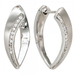 Creolen 925 Sterling Silber mattiert mit 20 Zirkonia Ohrringe Silbercreolen