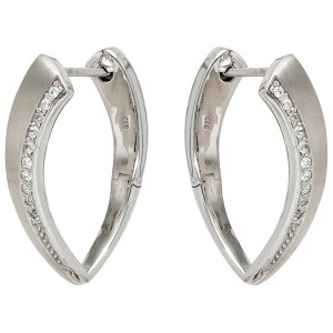 Preview: Creolen 925 Sterling Silber mattiert mit 20 Zirkonia Ohrringe Silbercreolen
