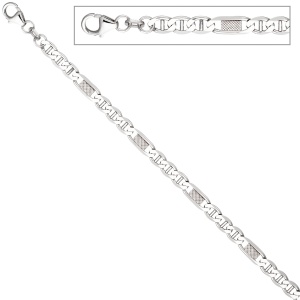 Panzer-Steg-Armband 925 Sterling Silber 21 cm Karabiner Silberarmband