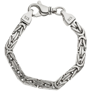 Königsarmband 925 Sterling Silber 23 cm Armband Silberarmband Karabiner