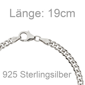 Preview: Panzerarmband 925 Sterling Silber 19 cm Armband Silberarmband Karabiner