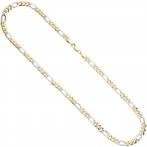 Figarokette 333 Gelbgold Weißgold bicolor 50 cm Gold Kette Halskette Goldkette