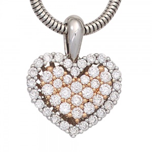 Anhänger Herz 585 Gold Weißgold Rotgold bicolor 43 Diamanten Brillanten
