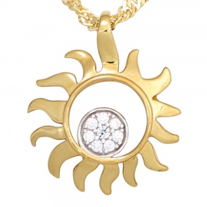 Anhänger Sonne 585 Gold Gelbgold bicolor 8 Diamanten Brillanten 0,07ct.