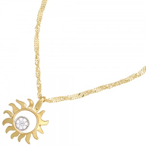 Anhänger Sonne 585 Gold Gelbgold bicolor 8 Diamanten Brillanten 0,07ct.