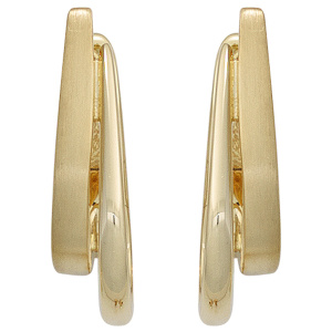 Preview: Creolen 585 Gold Gelbgold teil matt Ohrringe Goldohrringe Goldcreolen