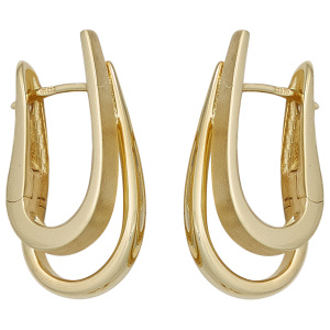 Preview: Creolen 585 Gold Gelbgold teil matt Ohrringe Goldohrringe Goldcreolen