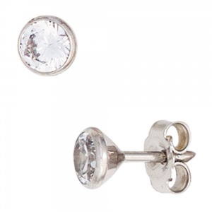 Ohrstecker 333 Gold Weißgold 2 Zirkonia Ohrringe