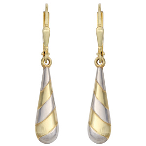 Preview: Ohrhänger Tropfen 333 Gold Gelbgold bicolor Ohrringe Boutons Goldohrringe