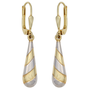 Preview: Ohrhänger Tropfen 333 Gold Gelbgold bicolor Ohrringe Boutons Goldohrringe