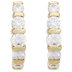 Preview: Halbcreolen 333 Gold Gelbgold 10 Zirkonia Ohrringe Creolen Goldohrringe