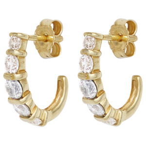 Preview: Halbcreolen 333 Gold Gelbgold 10 Zirkonia Ohrringe Creolen Goldohrringe