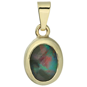 Anhänger oval 585 Gold Gelbgold 1 Opal-Triplette Goldanhänger Opalanhänger