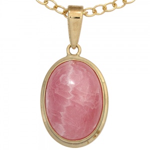 Anhänger oval 585 Gold Gelbgold 1 Rhodochrosit rosa Goldanhänger