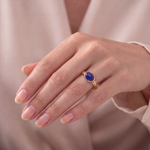 Preview: Damen Ring 585 Gold Gelbgold 1 Lapislazuli blau Goldring