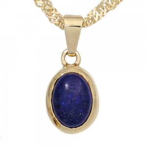 Anhänger oval 585 Gold Gelbgold 1 Lapislazuli blau Goldanhänger