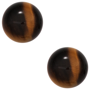 Preview: Ohrstecker rund 925 Sterling Silber 2 Tigeraugen braun Ohrringe