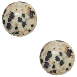 Preview: Ohrstecker rund 925 Sterling Silber 2 Dalmatiner-Jaspise Ohrringe