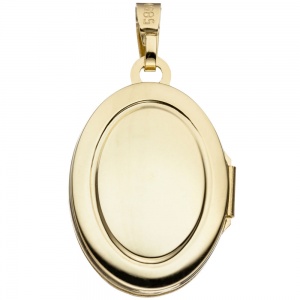 Medaillon oval 585 Gold Gelbgold Anhänger zum Öffnen