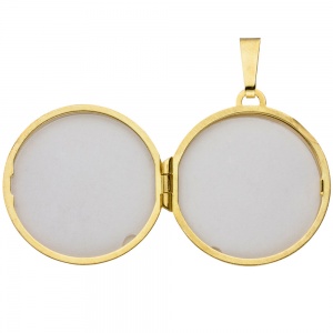 Medaillon rund 333 Gold Gelbgold mattiert 1 Zirkonia Anhänger zum Öffnen