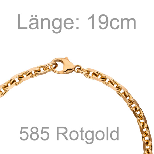 Ankerarmband 585 Gold Rotgold 19 cm Armband Goldarmband Karabiner