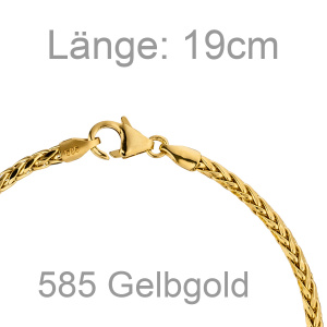 Preview: Zopfarmband 585 Gold Gelbgold 19 cm Armband Goldarmband Karabiner
