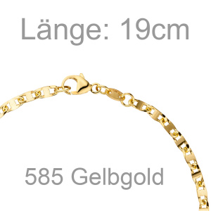 Preview: Armband 585 Gold Gelbgold 19 cm Goldarmband Karabiner