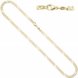 Figarokette 585 Gelbgold 4,4 mm 50 cm Gold Kette Halskette Goldkette Karabiner